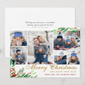 KerstHolly Berry 6 PHOTO Collage Greep Feestdagenkaart (Voorkant / Achterkant)