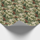 KerstHolly Berry Cadeaupapier (Hoek)