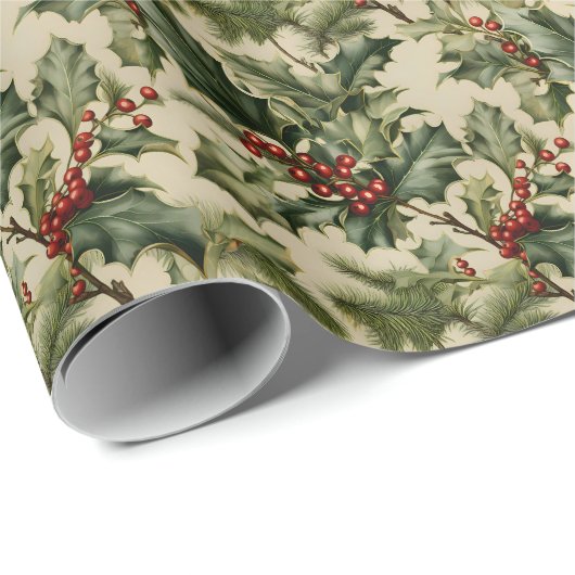 KerstHolly Berry Cadeaupapier (Rol Hoek)