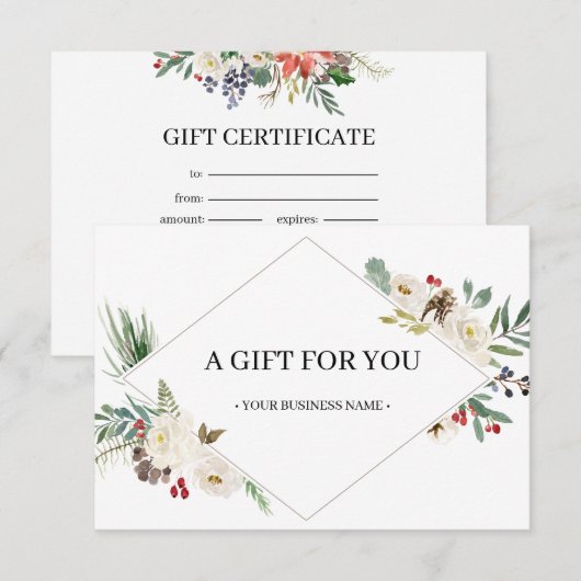 KerstHolly Berry & Floral Cadeat (Voorkant / Achterkant)