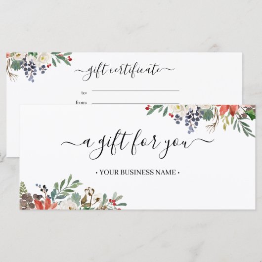 KerstHolly Berry & Floral Cadeat (Voorkant / Achterkant)