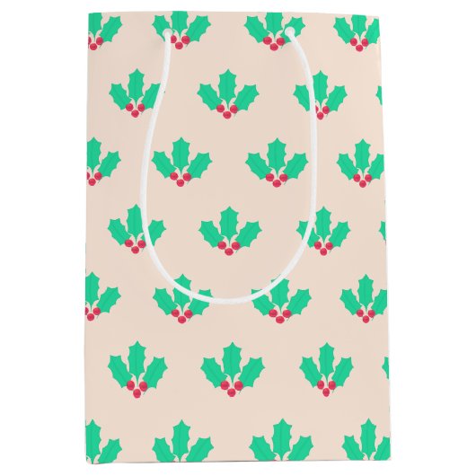 KerstHolly Berry Medium Cadeauzakje (Voorkant)