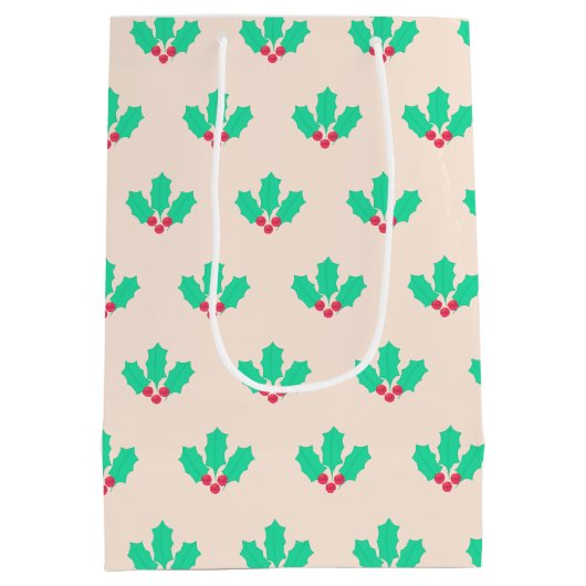 KerstHolly Berry Medium Cadeauzakje (Achterkant)