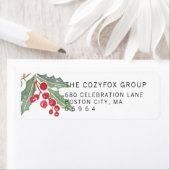 KerstHolly Berry Return Address Etiket (Insitu)