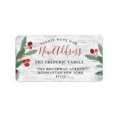 KerstHolly Berry & Rustic Birch Nieuw adres Etiket (Voorkant)