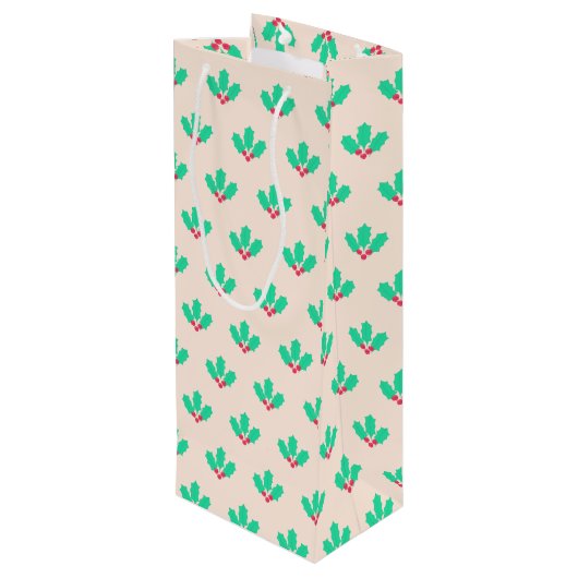 KerstHolly Berry Wijn Cadeautas (Achterkant Gekanteld)