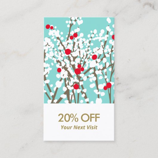 KerstHolly Branches Korting Coupon Business Visitekaartje (Voorkant)