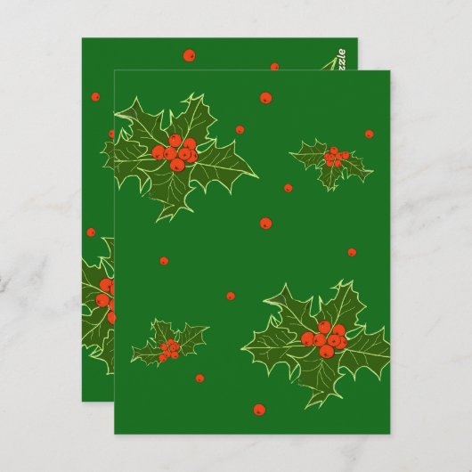 KerstHolly Briefkaart (Voorkant / Achterkant)