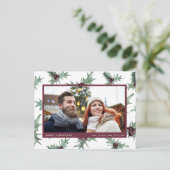 KerstHolly Budget Foto Feestdagenkaart (Staand voorkant)