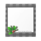KerstHolly Buffalo Plaid Personalised Notitieblok (Voorkant)