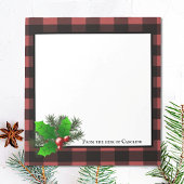 KerstHolly Buffalo Plaid Personalised Notitieblok