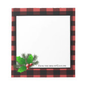 KerstHolly Buffalo Plaid Personalised Notitieblok (Voorkant)