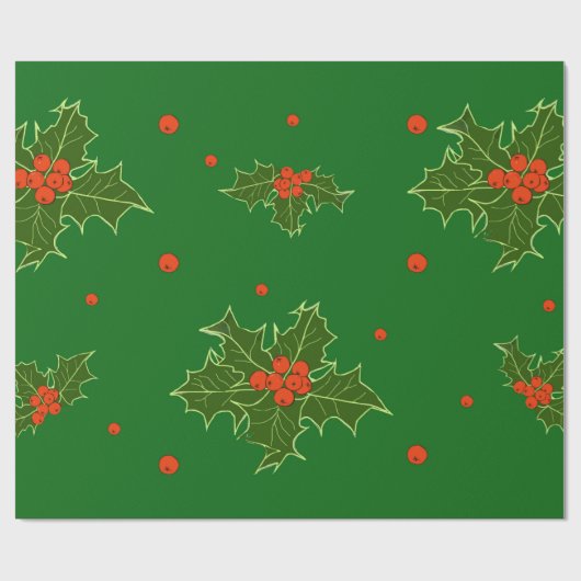 KerstHolly Cadeaupapier (Vlak)