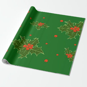 KerstHolly Cadeaupapier