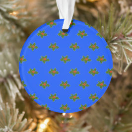 KerstHolly decoratief patroon op blauw Ornament