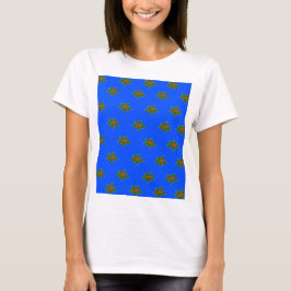 KerstHolly decoratief patroon op blauw T-shirt