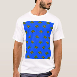 KerstHolly decoratief patroon op blauw T-shirt