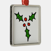 KerstHolly Doodle Metalen Ornament (Rechts)