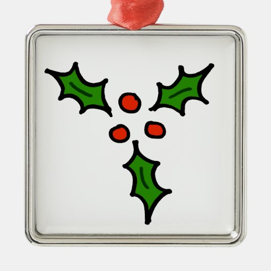 KerstHolly Doodle Metalen Ornament (Voorkant)
