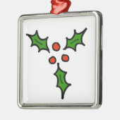 KerstHolly Doodle Metalen Ornament (Links)