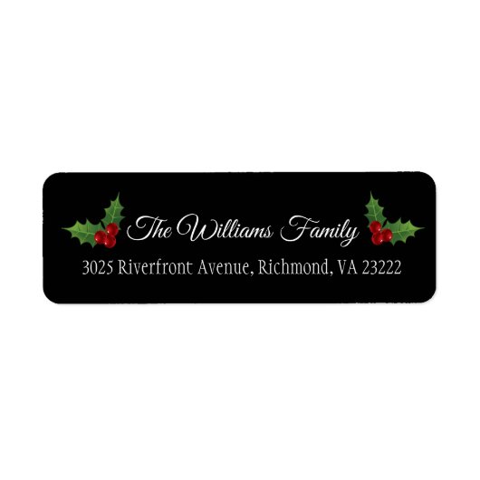 KerstHolly - EDITABLE COLORS - Retouradres Etiket (Voorkant)
