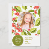 KerstHolly | Eén foto| Minimale feestdag Feestdagenkaart (Voorkant)