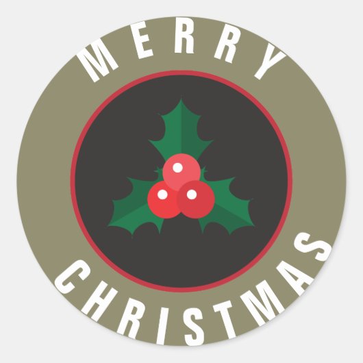 KerstHolly en Berries Kerst sticker (Voorkant)
