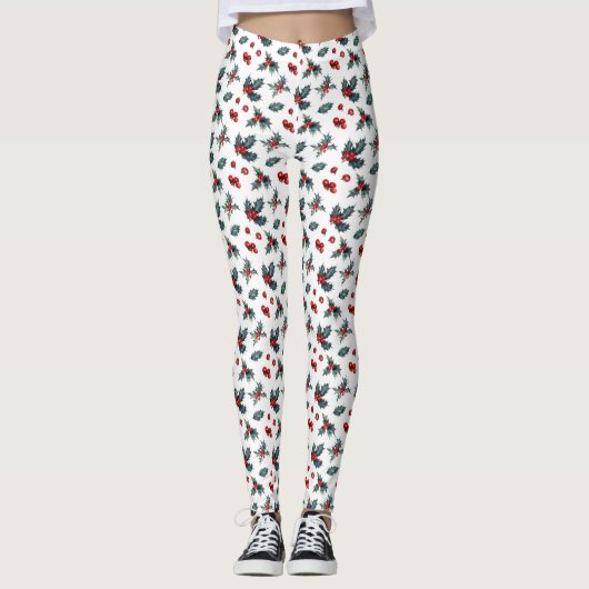 KerstHolly en Berries Leggings (Voorkant)