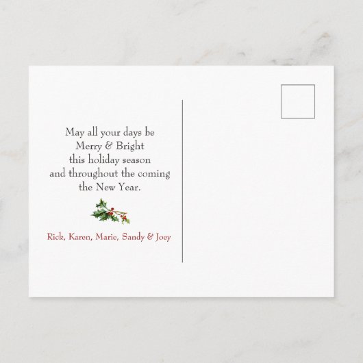 KerstHolly en Berry Holiday Foto Feestdagenkaart (Achterkant)