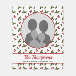 KerstHolly en Bws aangepaste fotosjabloon Fleece Deken