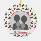 KerstHolly en Bws aangepaste fotosjabloon Keramisch Ornament (Voorkant)
