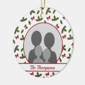 KerstHolly en Bws aangepaste fotosjabloon Keramisch Ornament (Links)