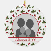 KerstHolly en Bws aangepaste fotosjabloon Keramisch Ornament (Achterkant)