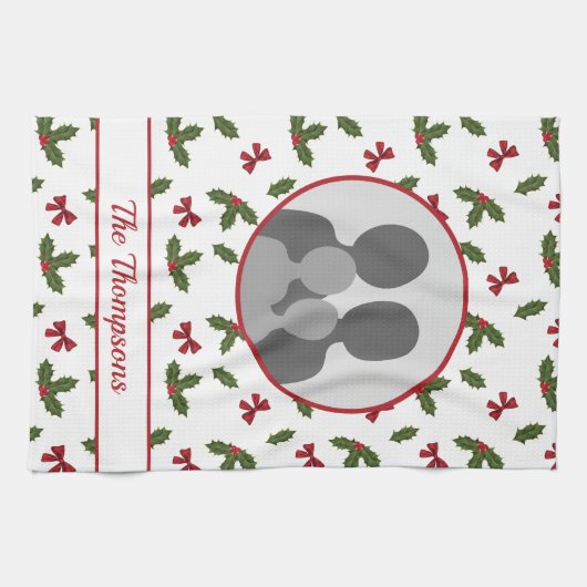 KerstHolly en Bws aangepaste fotosjabloon Theedoek (Horizontaal)
