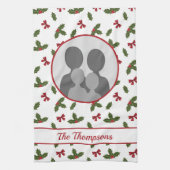 KerstHolly en Bws aangepaste fotosjabloon Theedoek (Verticaal)