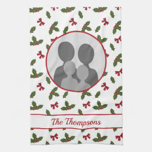 KerstHolly en Bws aangepaste fotosjabloon Theedoek