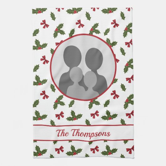 KerstHolly en Bws aangepaste fotosjabloon Theedoek (Verticaal)