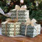 KerstHolly en Pine Chickadees Inpakpapier Vel