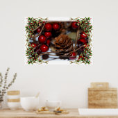 KerstHolly en Pinecone Poster (Keuken)