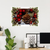 KerstHolly en Pinecone Poster (Thuiskantoor)