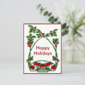 KerstHolly en Pointsettia Feestdagenkaart (Staand voorkant)