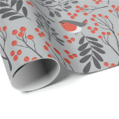 KerstHolly en vogels Cadeaupapier (Rol Hoek)