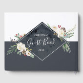 KerstHolly en White Roses Bouquet Lijst Gastenboek (Achterkant)