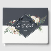 KerstHolly en White Roses Bouquet Lijst Gastenboek (Voorkant)