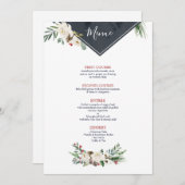 KerstHolly en White Roses Bouquet Lijst Menu (Voorkant / Achterkant)