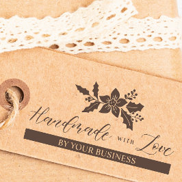 KerstHolly Flowers Handgemaakt met Love Quote Rubberstempel