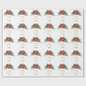 KerstHolly Foliage Red en Green Script Gift Cadeaupapier (Vlak)