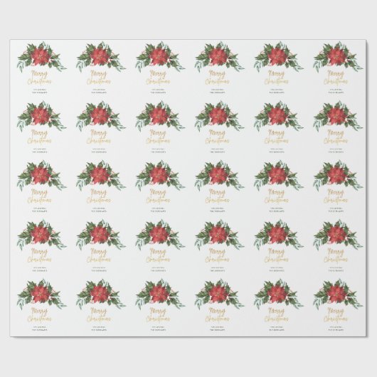 KerstHolly Foliage Red en Green Script Gift Cadeaupapier (Vlak)
