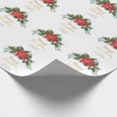 KerstHolly Foliage Red en Green Script Gift Cadeaupapier (Hoek)