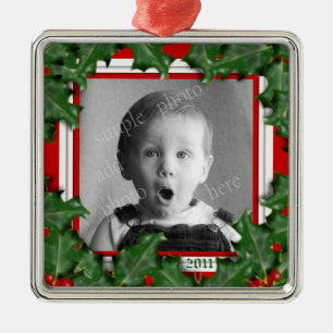 KerstHolly, Foto-Lijst, Red Ribbon Ornament